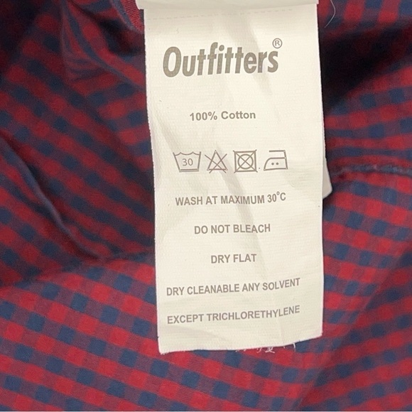 MEDIUM RED BLUE PLAID LONG SLEEVE BUTTON FRONT SHIRT MENS COTTON ACADEMIA PREPPY - Picture 13 of 14